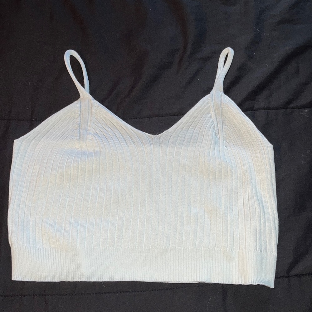 a white tank top